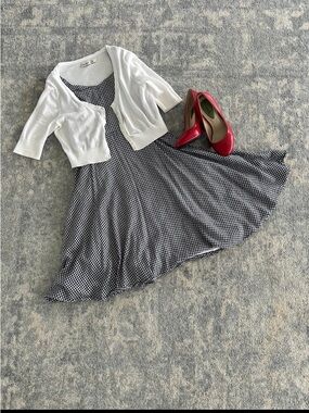 Gingham Blue and White Fit-and-Flare Dress